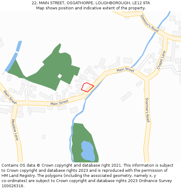 22, MAIN STREET, OSGATHORPE, LOUGHBOROUGH, LE12 9TA: Location map and indicative extent of plot