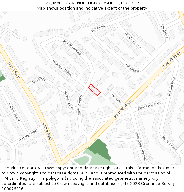 22, MAPLIN AVENUE, HUDDERSFIELD, HD3 3GP: Location map and indicative extent of plot