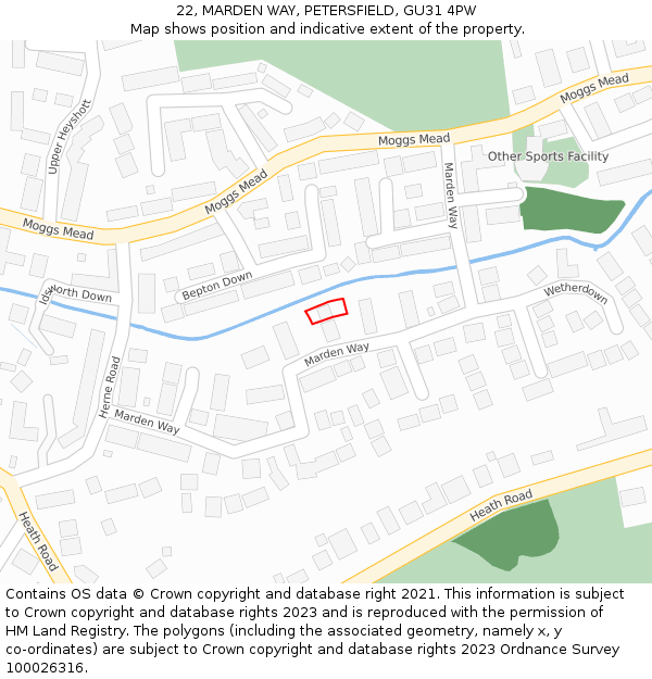 22, MARDEN WAY, PETERSFIELD, GU31 4PW: Location map and indicative extent of plot