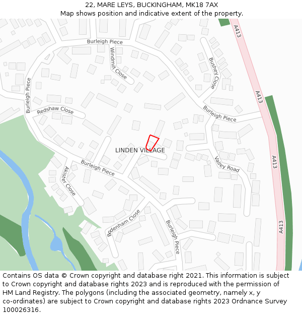22, MARE LEYS, BUCKINGHAM, MK18 7AX: Location map and indicative extent of plot