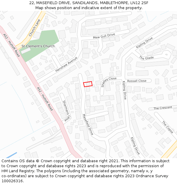 22, MASEFIELD DRIVE, SANDILANDS, MABLETHORPE, LN12 2SF: Location map and indicative extent of plot