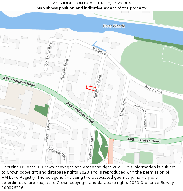 22, MIDDLETON ROAD, ILKLEY, LS29 9EX: Location map and indicative extent of plot