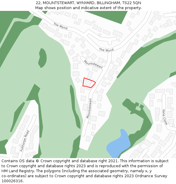 22, MOUNTSTEWART, WYNYARD, BILLINGHAM, TS22 5QN: Location map and indicative extent of plot