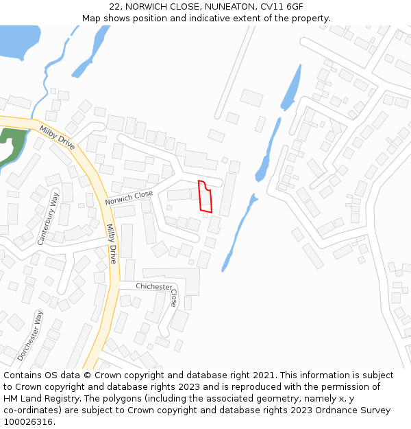 22, NORWICH CLOSE, NUNEATON, CV11 6GF: Location map and indicative extent of plot