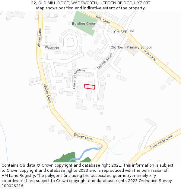 22, OLD MILL RIDGE, WADSWORTH, HEBDEN BRIDGE, HX7 8RT: Location map and indicative extent of plot