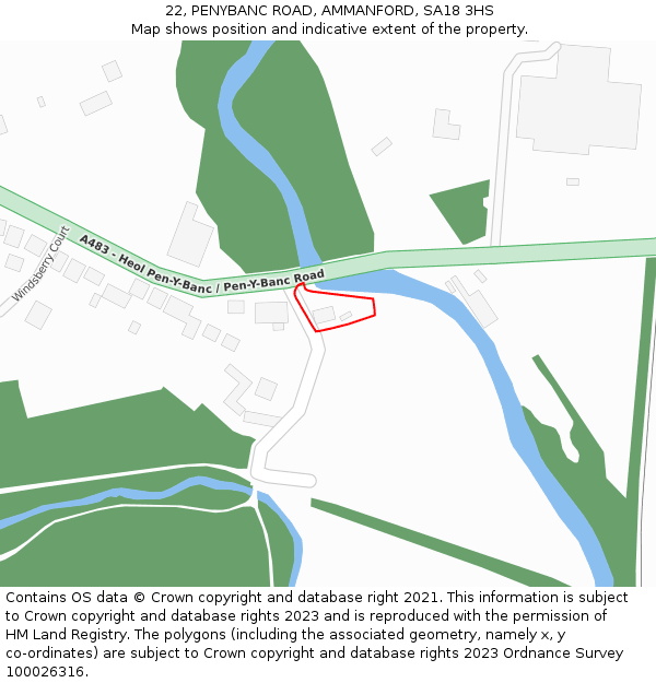 22, PENYBANC ROAD, AMMANFORD, SA18 3HS: Location map and indicative extent of plot