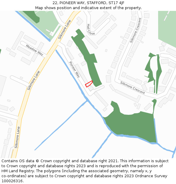 22, PIONEER WAY, STAFFORD, ST17 4JF: Location map and indicative extent of plot