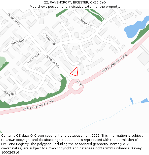 22, RAVENCROFT, BICESTER, OX26 6YQ: Location map and indicative extent of plot