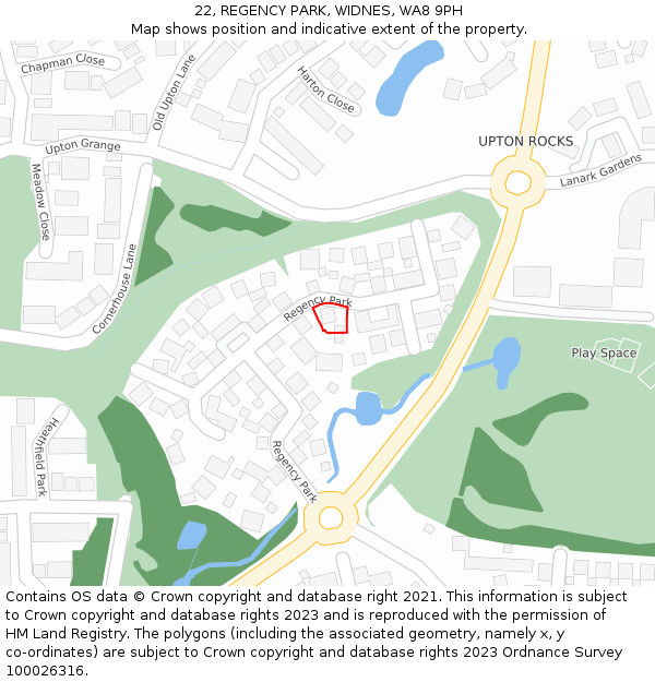 22, REGENCY PARK, WIDNES, WA8 9PH: Location map and indicative extent of plot