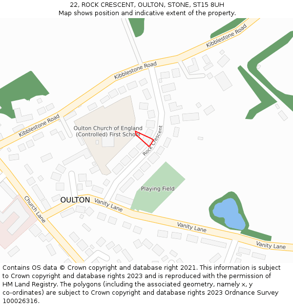 22, ROCK CRESCENT, OULTON, STONE, ST15 8UH: Location map and indicative extent of plot