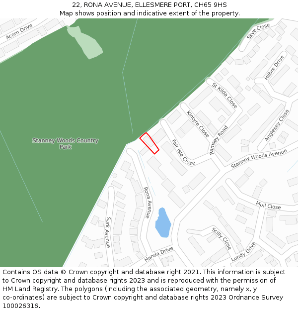 22, RONA AVENUE, ELLESMERE PORT, CH65 9HS: Location map and indicative extent of plot