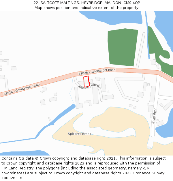 22, SALTCOTE MALTINGS, HEYBRIDGE, MALDON, CM9 4QP: Location map and indicative extent of plot
