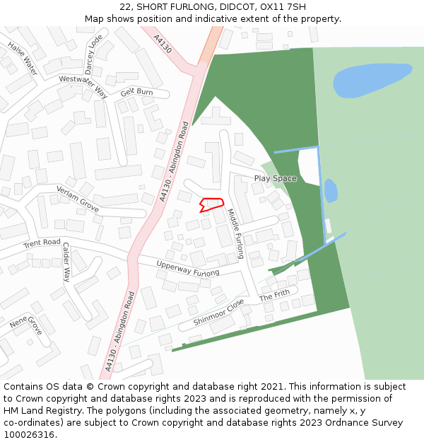 22, SHORT FURLONG, DIDCOT, OX11 7SH: Location map and indicative extent of plot