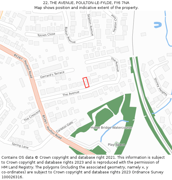 22, THE AVENUE, POULTON-LE-FYLDE, FY6 7NA: Location map and indicative extent of plot