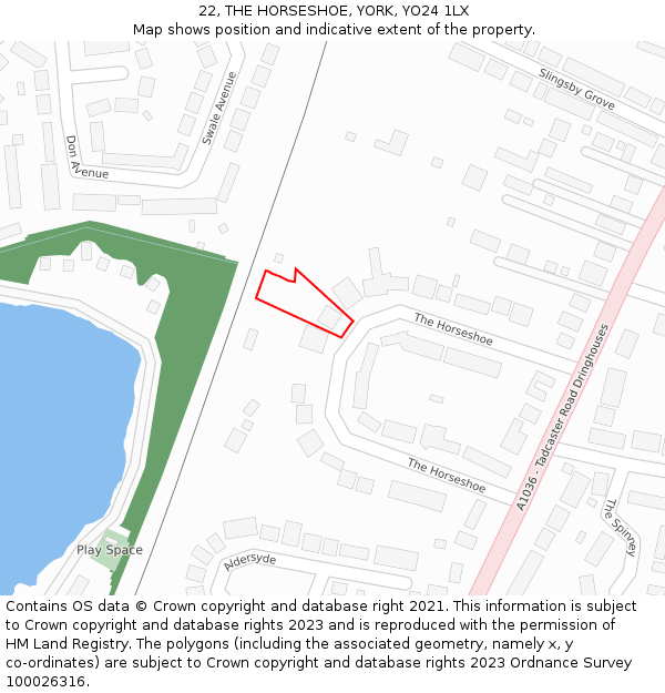 22, THE HORSESHOE, YORK, YO24 1LX: Location map and indicative extent of plot