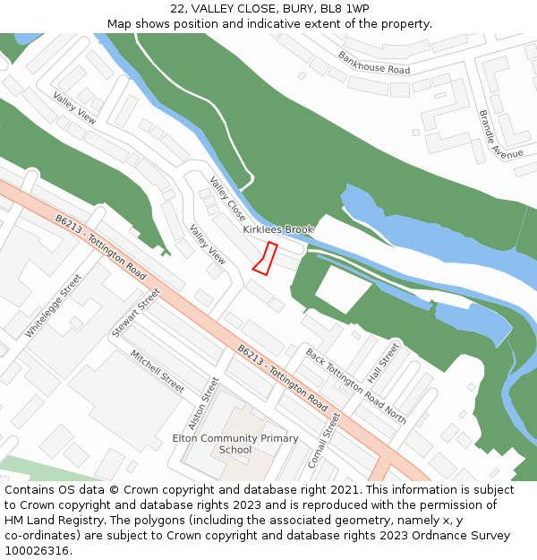 22, VALLEY CLOSE, BURY, BL8 1WP: Location map and indicative extent of plot