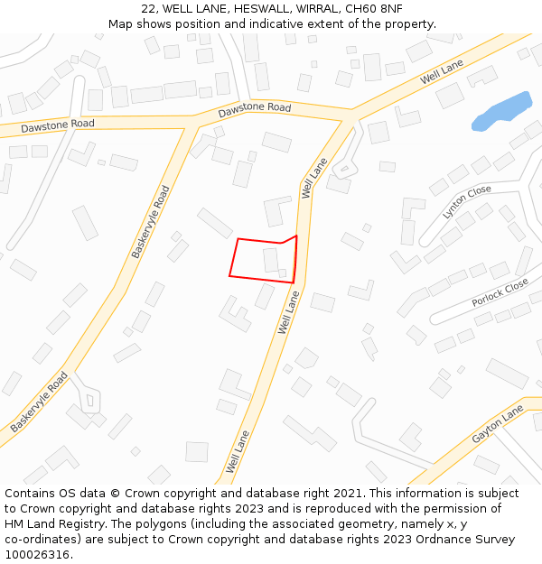 22, WELL LANE, HESWALL, WIRRAL, CH60 8NF: Location map and indicative extent of plot