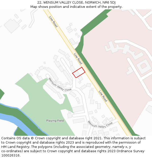 22, WENSUM VALLEY CLOSE, NORWICH, NR6 5DJ: Location map and indicative extent of plot