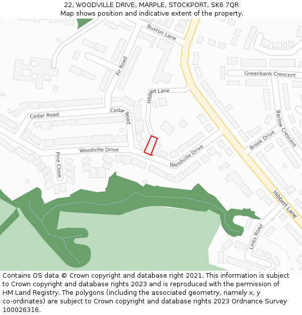 22, WOODVILLE DRIVE, MARPLE, STOCKPORT, SK6 7QR: Location map and indicative extent of plot