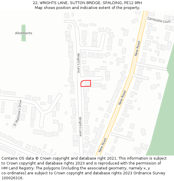 22, WRIGHTS LANE, SUTTON BRIDGE, SPALDING, PE12 9RH: Location map and indicative extent of plot