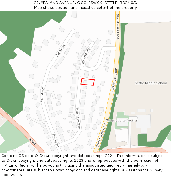 22, YEALAND AVENUE, GIGGLESWICK, SETTLE, BD24 0AY: Location map and indicative extent of plot