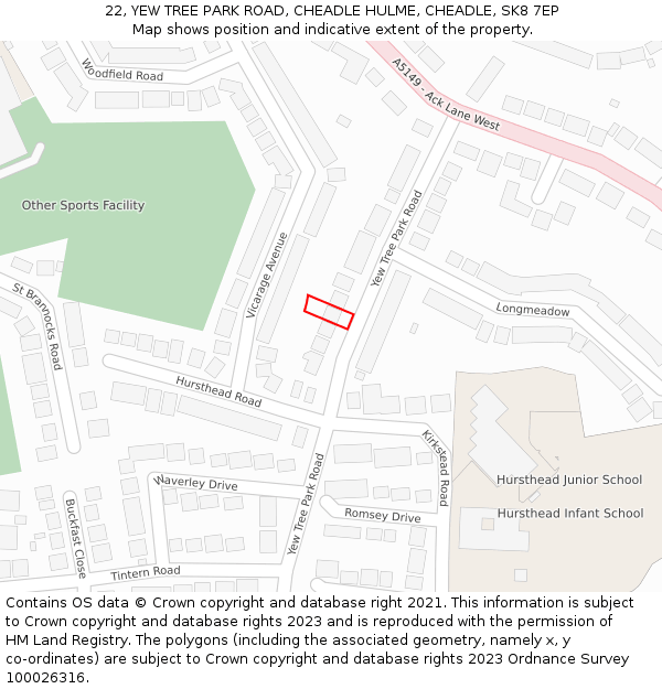 22, YEW TREE PARK ROAD, CHEADLE HULME, CHEADLE, SK8 7EP: Location map and indicative extent of plot