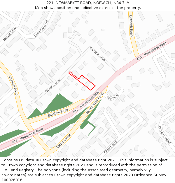 221, NEWMARKET ROAD, NORWICH, NR4 7LA: Location map and indicative extent of plot