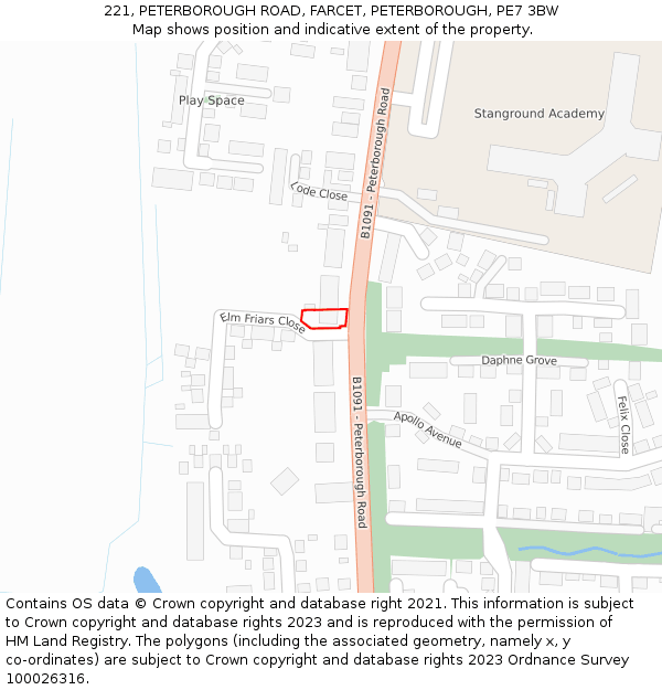 221, PETERBOROUGH ROAD, FARCET, PETERBOROUGH, PE7 3BW: Location map and indicative extent of plot