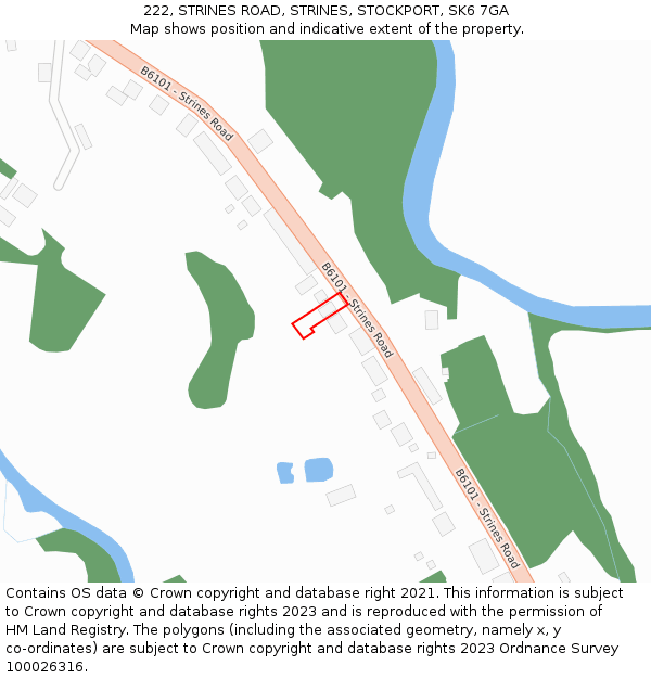 222, STRINES ROAD, STRINES, STOCKPORT, SK6 7GA: Location map and indicative extent of plot