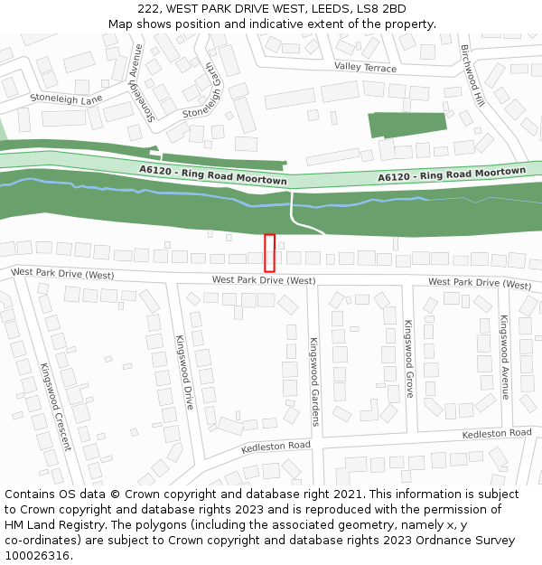 222, WEST PARK DRIVE WEST, LEEDS, LS8 2BD: Location map and indicative extent of plot