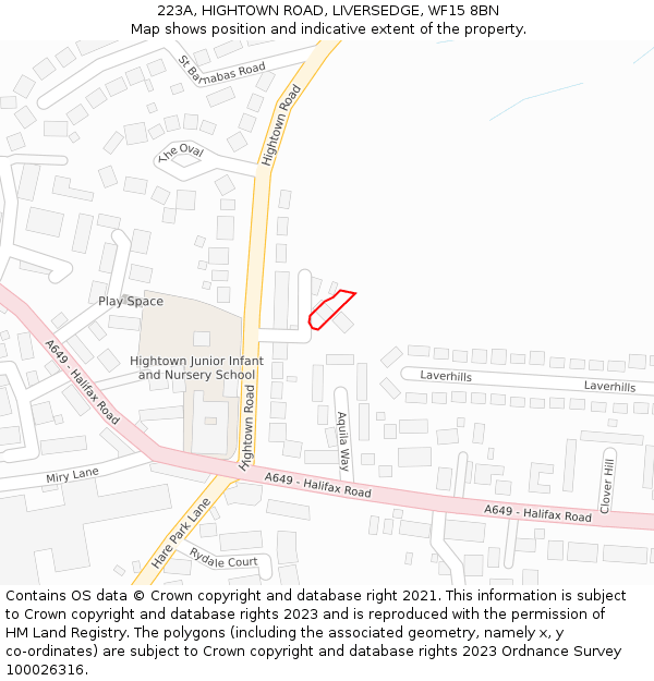 223A, HIGHTOWN ROAD, LIVERSEDGE, WF15 8BN: Location map and indicative extent of plot