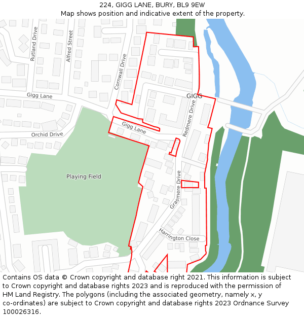 224, GIGG LANE, BURY, BL9 9EW: Location map and indicative extent of plot
