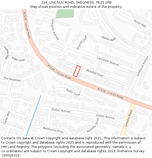 224, LINCOLN ROAD, SKEGNESS, PE25 2PB: Location map and indicative extent of plot