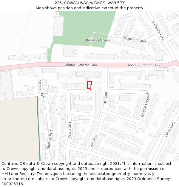 225, COWAN WAY, WIDNES, WA8 5BX: Location map and indicative extent of plot