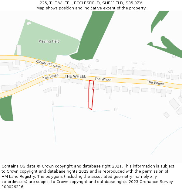 225, THE WHEEL, ECCLESFIELD, SHEFFIELD, S35 9ZA: Location map and indicative extent of plot
