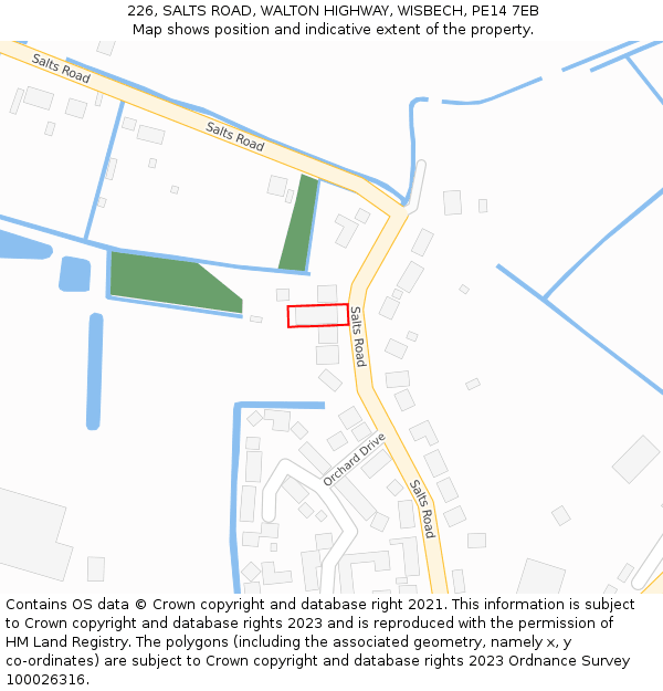 226, SALTS ROAD, WALTON HIGHWAY, WISBECH, PE14 7EB: Location map and indicative extent of plot