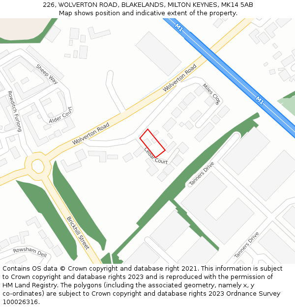 226, WOLVERTON ROAD, BLAKELANDS, MILTON KEYNES, MK14 5AB: Location map and indicative extent of plot