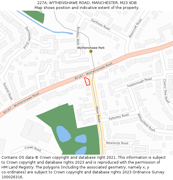 227A, WYTHENSHAWE ROAD, MANCHESTER, M23 9DB: Location map and indicative extent of plot