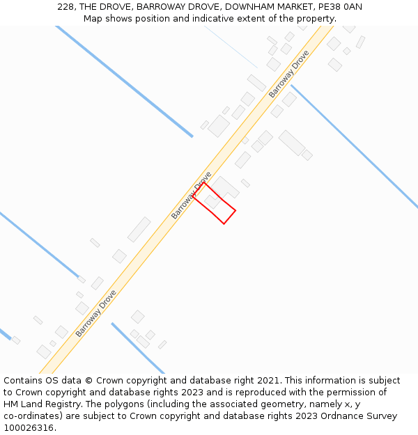 228, THE DROVE, BARROWAY DROVE, DOWNHAM MARKET, PE38 0AN: Location map and indicative extent of plot