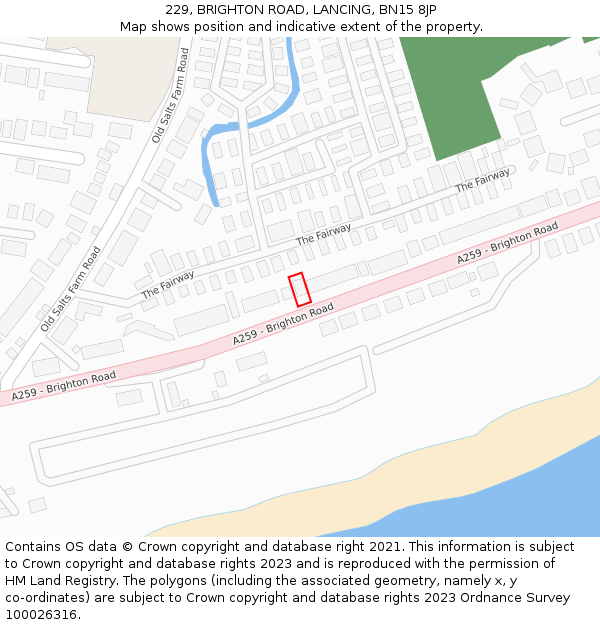 229, BRIGHTON ROAD, LANCING, BN15 8JP: Location map and indicative extent of plot