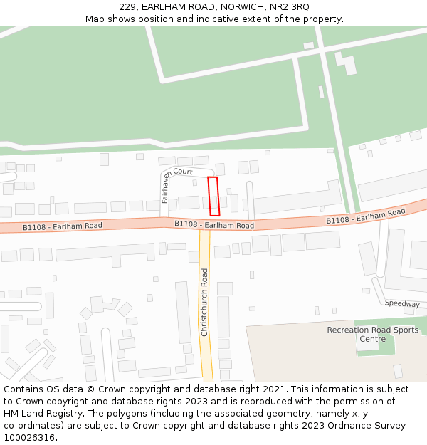 229, EARLHAM ROAD, NORWICH, NR2 3RQ: Location map and indicative extent of plot