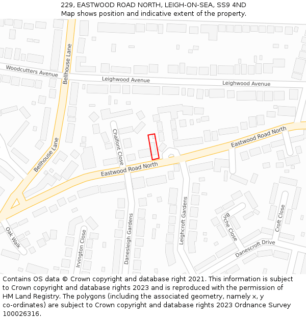 229, EASTWOOD ROAD NORTH, LEIGH-ON-SEA, SS9 4ND: Location map and indicative extent of plot