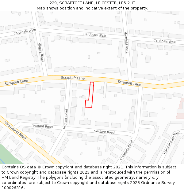 229, SCRAPTOFT LANE, LEICESTER, LE5 2HT: Location map and indicative extent of plot