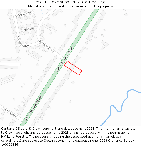 229, THE LONG SHOOT, NUNEATON, CV11 6JQ: Location map and indicative extent of plot
