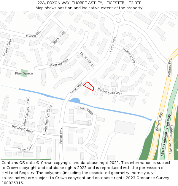 22A, FOXON WAY, THORPE ASTLEY, LEICESTER, LE3 3TP: Location map and indicative extent of plot