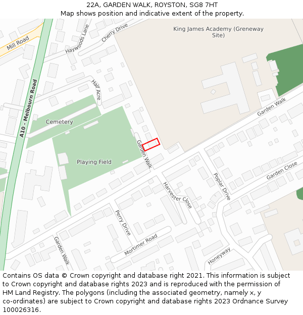 22A, GARDEN WALK, ROYSTON, SG8 7HT: Location map and indicative extent of plot