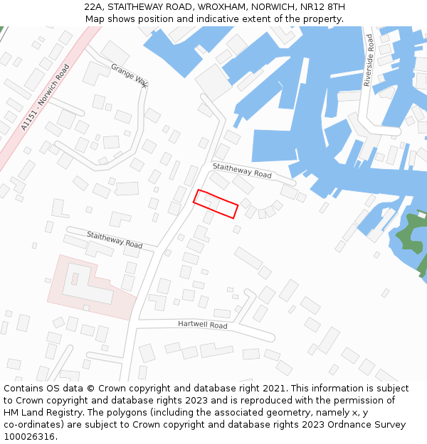 22A, STAITHEWAY ROAD, WROXHAM, NORWICH, NR12 8TH: Location map and indicative extent of plot