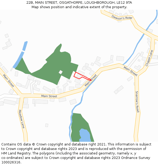 22B, MAIN STREET, OSGATHORPE, LOUGHBOROUGH, LE12 9TA: Location map and indicative extent of plot