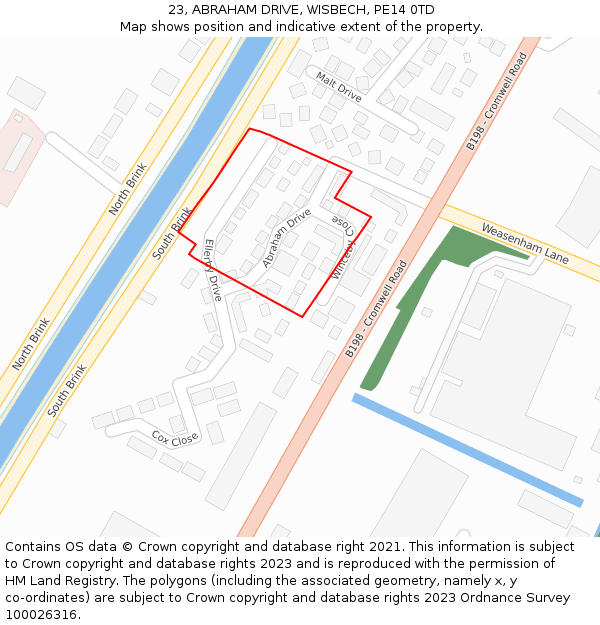 23, ABRAHAM DRIVE, WISBECH, PE14 0TD: Location map and indicative extent of plot