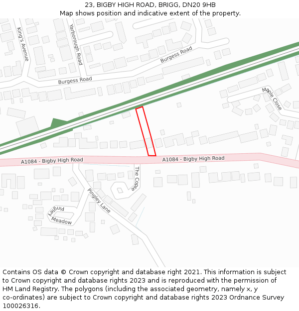 23, BIGBY HIGH ROAD, BRIGG, DN20 9HB: Location map and indicative extent of plot